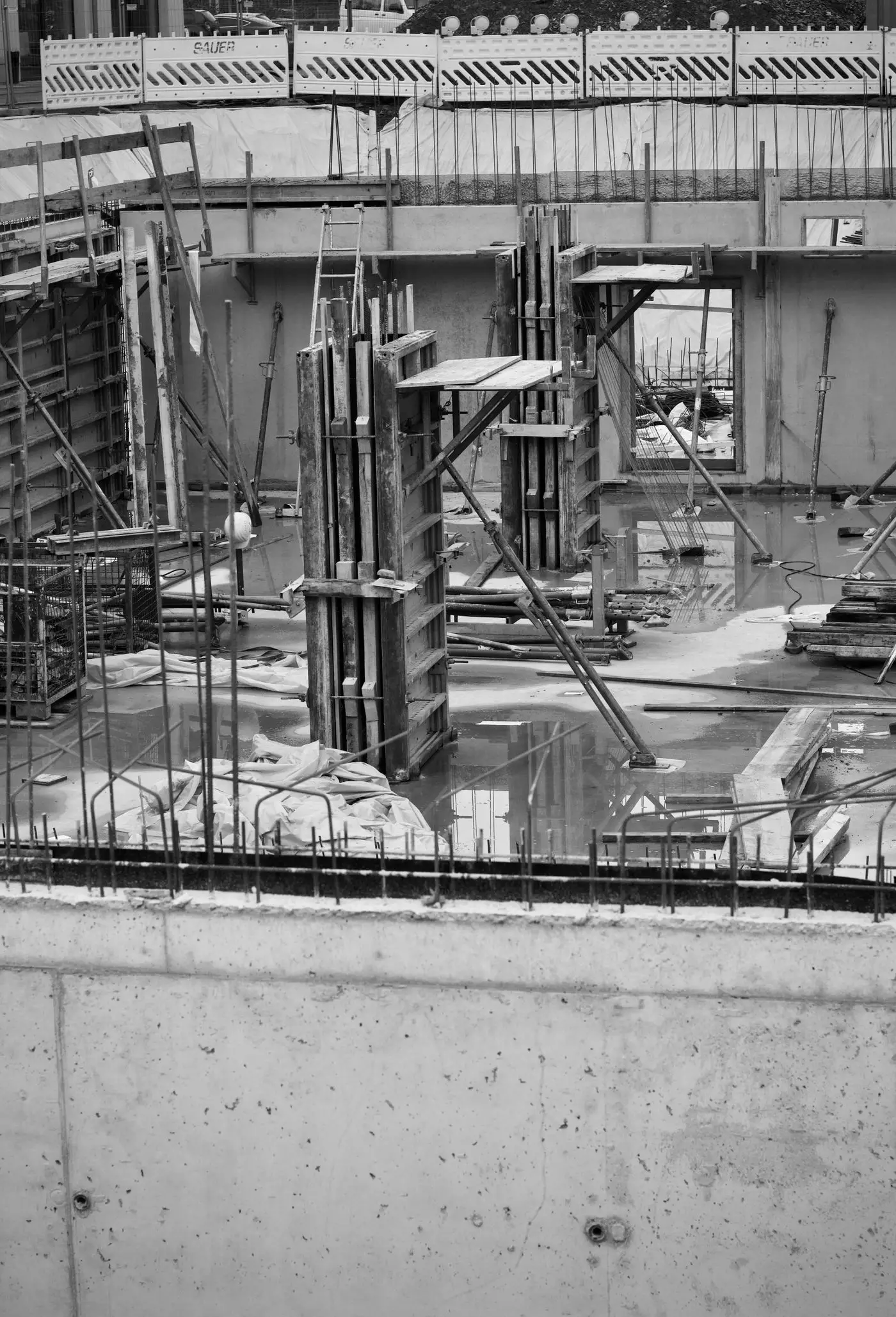 Foundation rebar and formwork on site.
