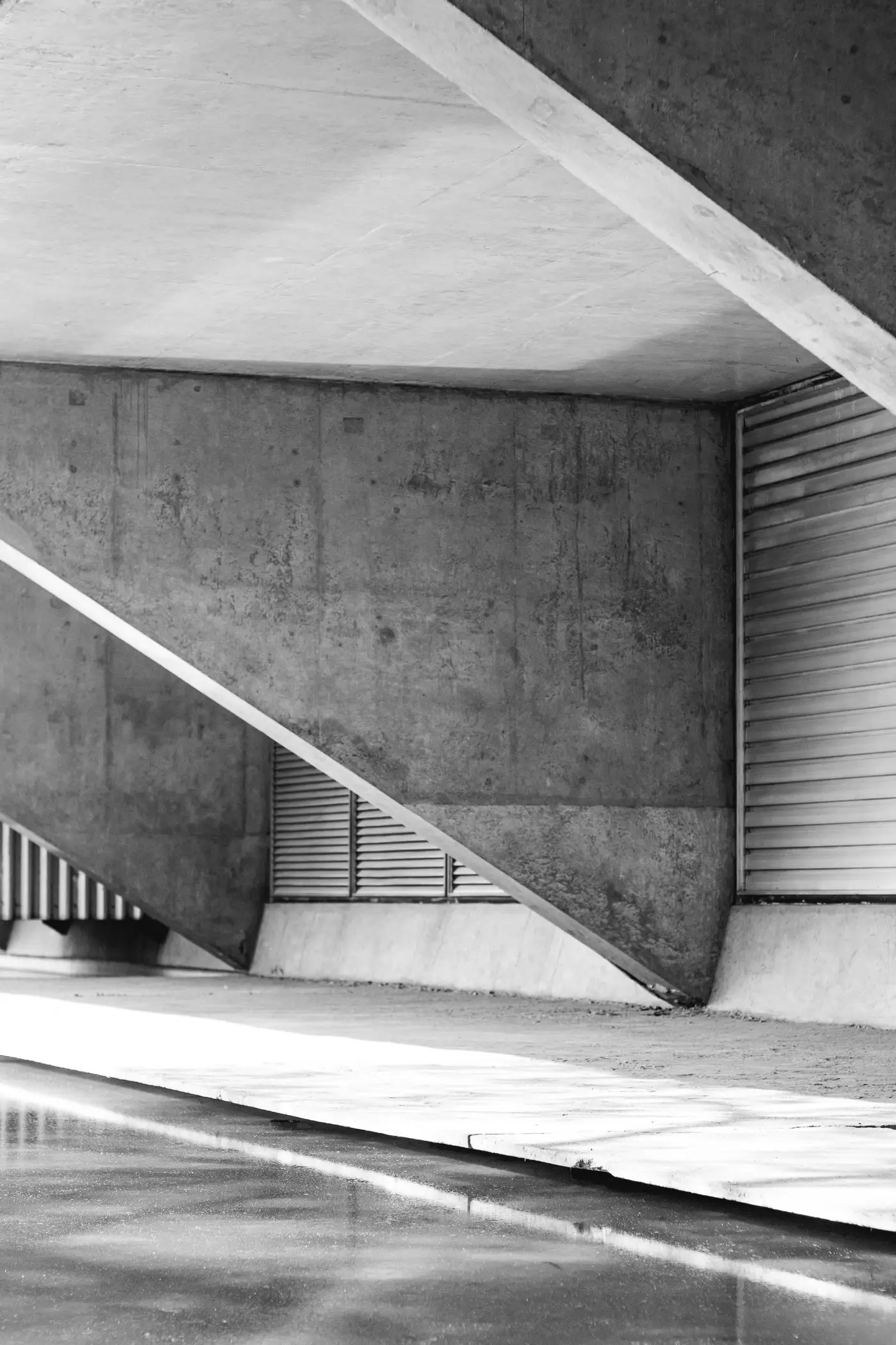 Exposed concrete stair