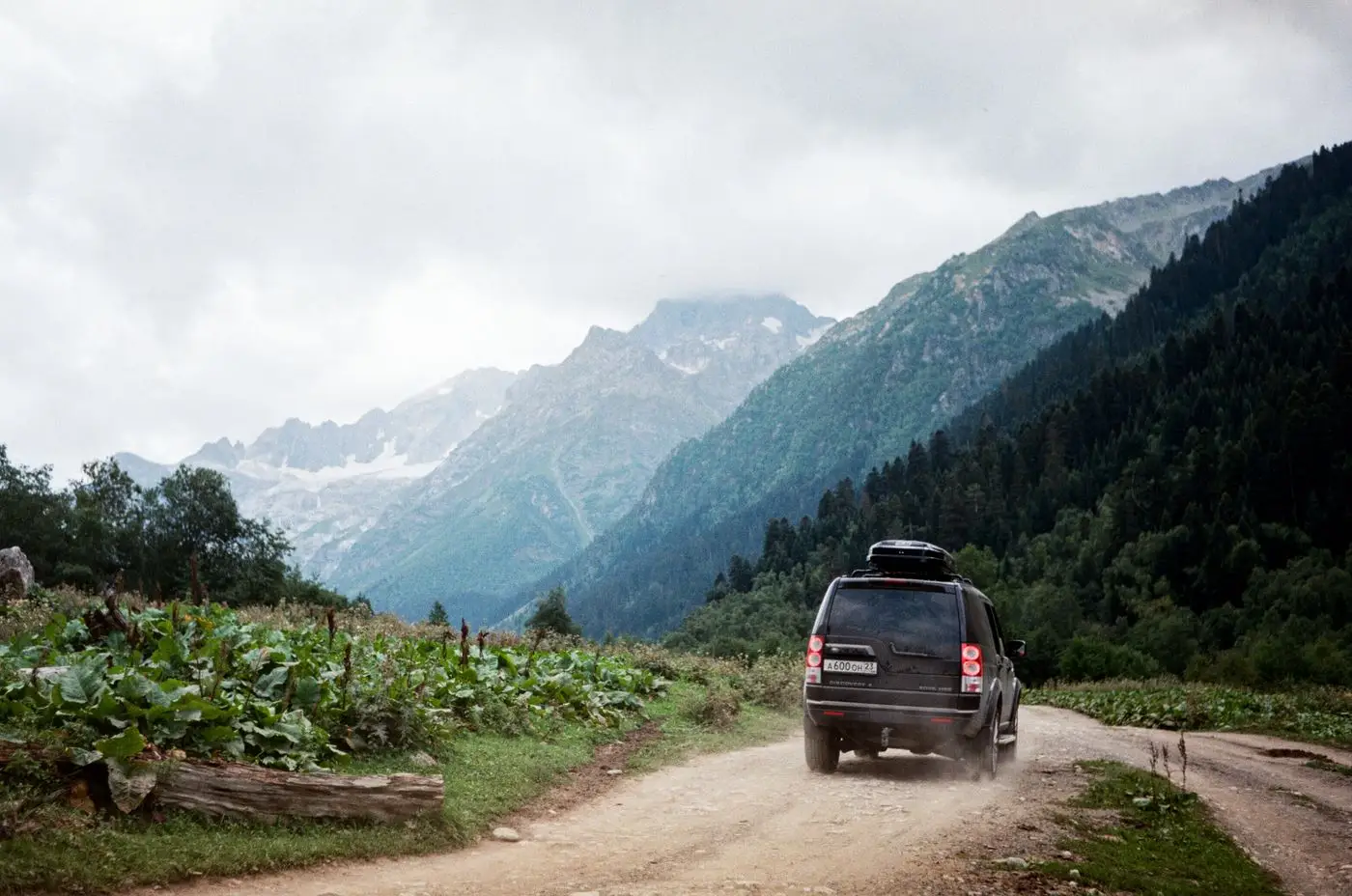 SUV on a mountain track.