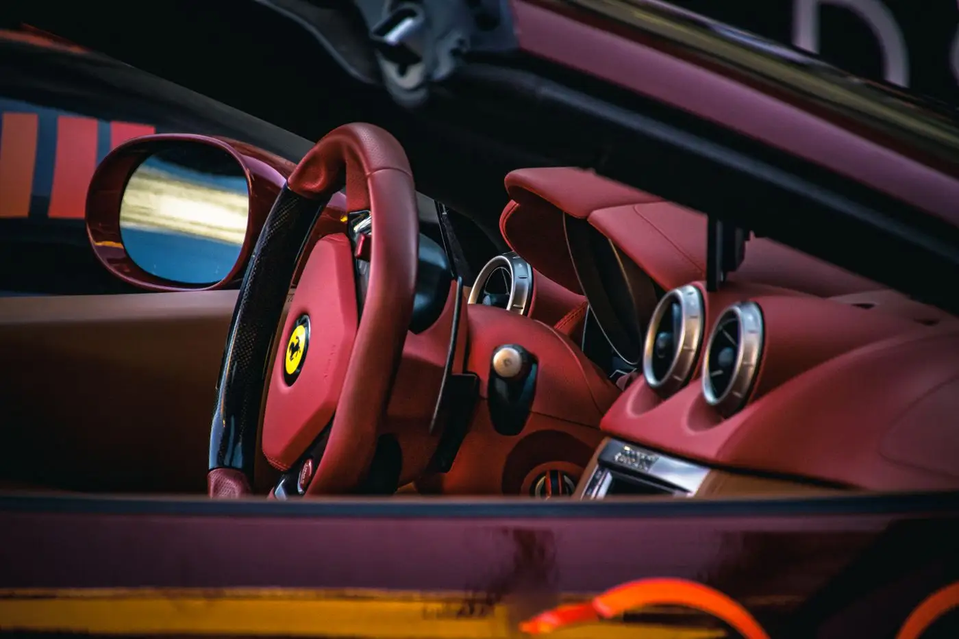 Red leather sports interior.
